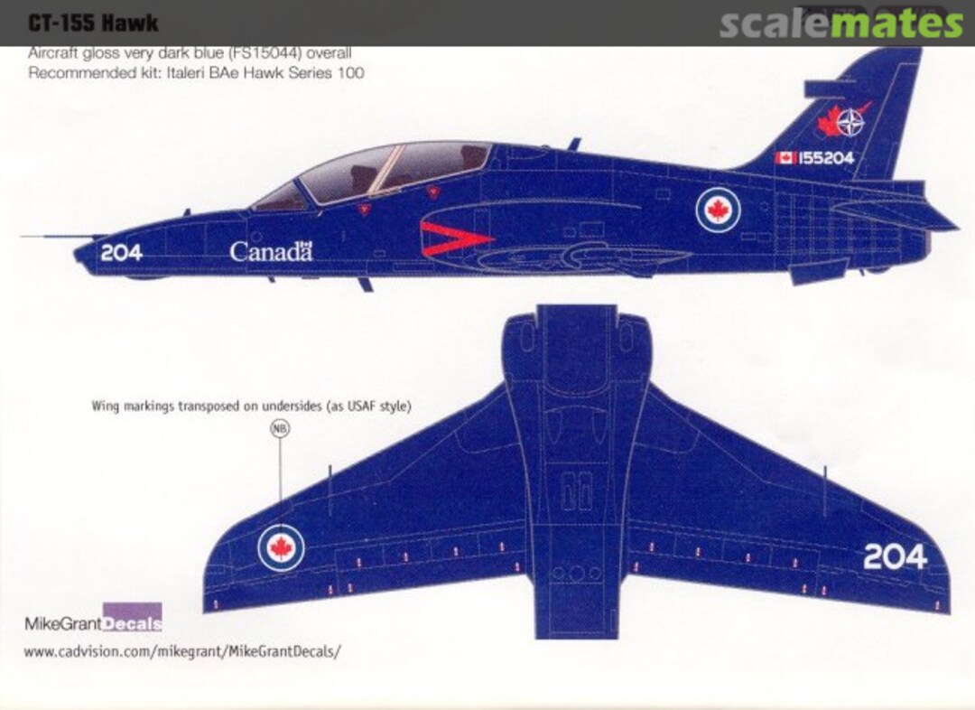 Boxart BAe Hawk CT-155 72-031 Mike Grant Decals