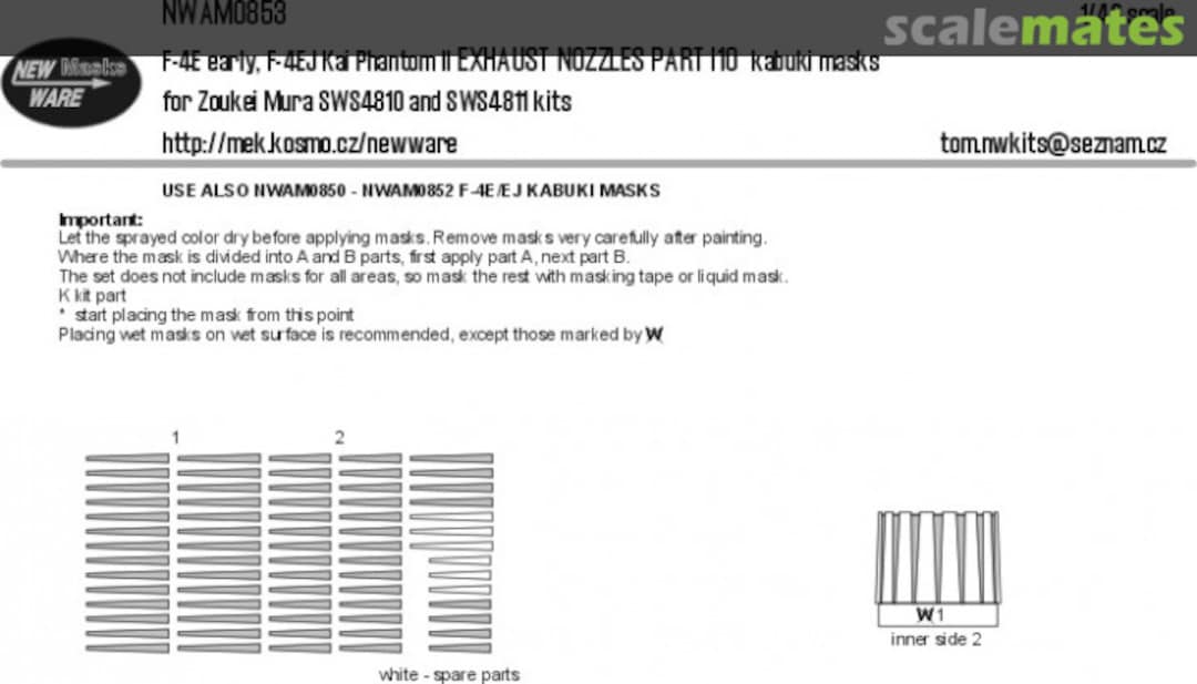 Boxart F-4E early, F-4EJ Kai Phantom II EXHAUST NOZZLES PARTS I10 kabuki masks NWAM0853 New Ware