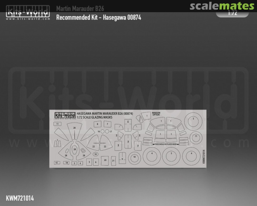 Boxart Martin Marauder B26 Canopy/Wheel Mask KWM721014 Kits-World