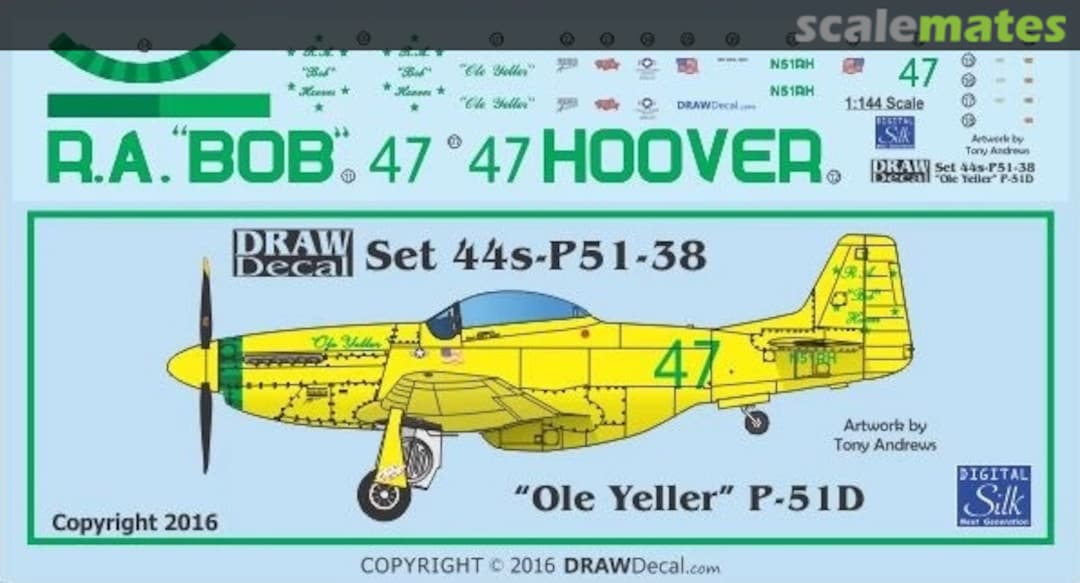 Boxart P-51D “Ole Yeller” 44-P51-38 Draw Decal