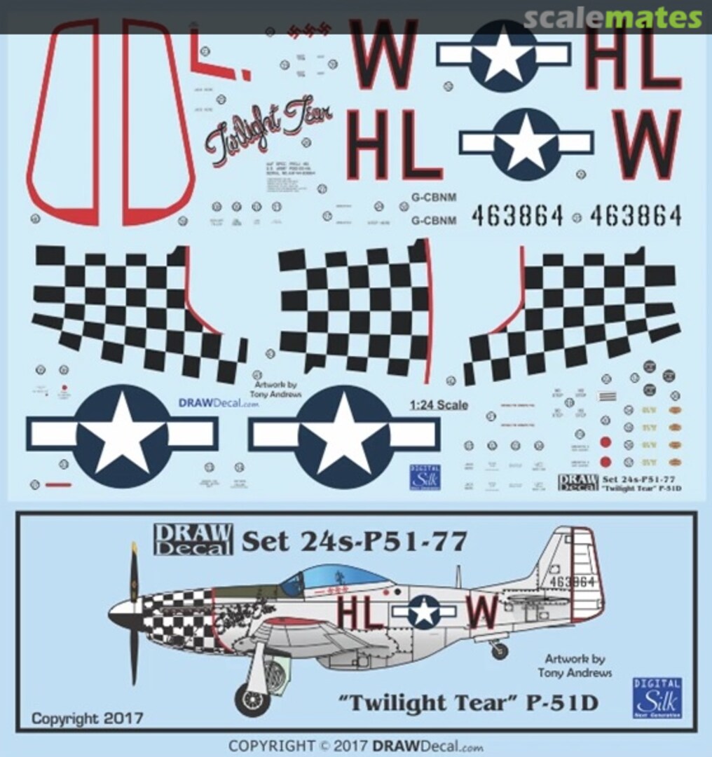 Boxart “Twilight Tear” P-51D 24-P51-77 Draw Decal