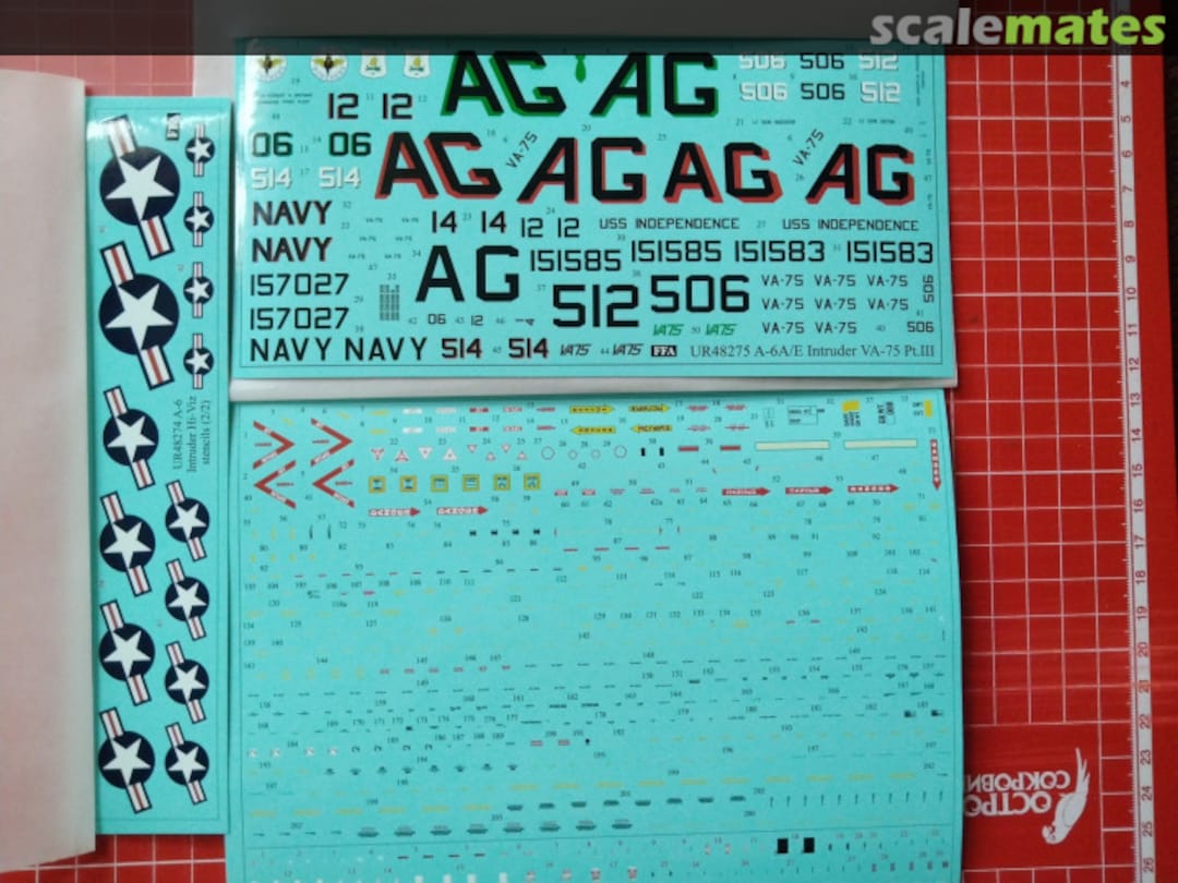 Contents A-6A/E Intruder VA-75 Pt.III with stenils UR48275 UpRise Decal Serbia