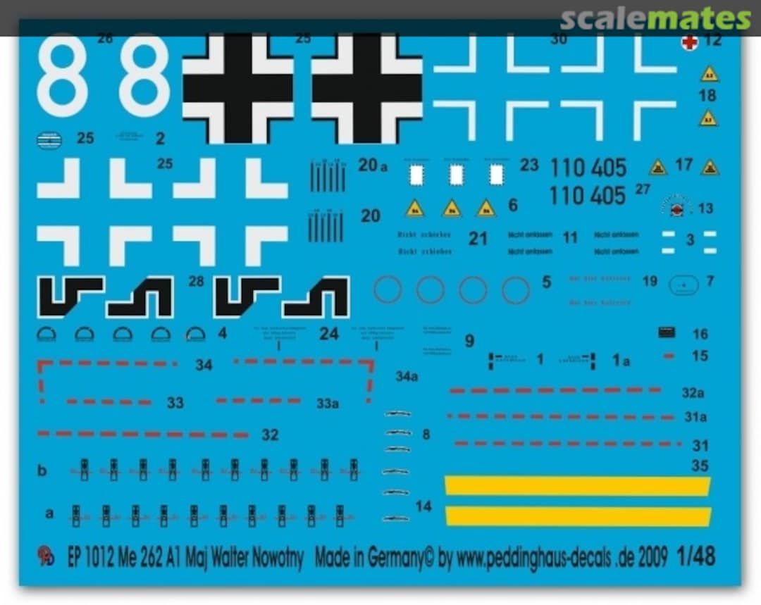 Boxart Me 262 A1 Maj. Walter Nowotny EP 1012 Peddinghaus-Decals