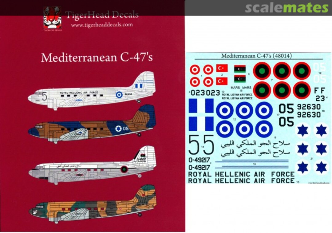 Boxart Mediterranean C-47's 48014 TigerHead Decals