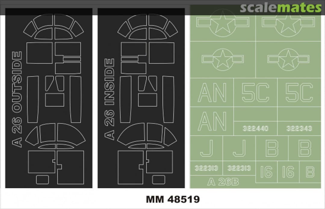 Boxart Douglas A-26B Invader + insignia, markings MM48519 Montex