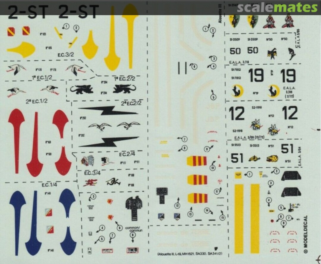 Boxart Armée de l'Air: Ouragans, 2 + 4 Escadres; T-28 Fennecs, E.A.L.A. 3/04, 3/05, 3/09 + 3/10 | Gendarmerie: SA319B Alouette III 68 Modeldecal