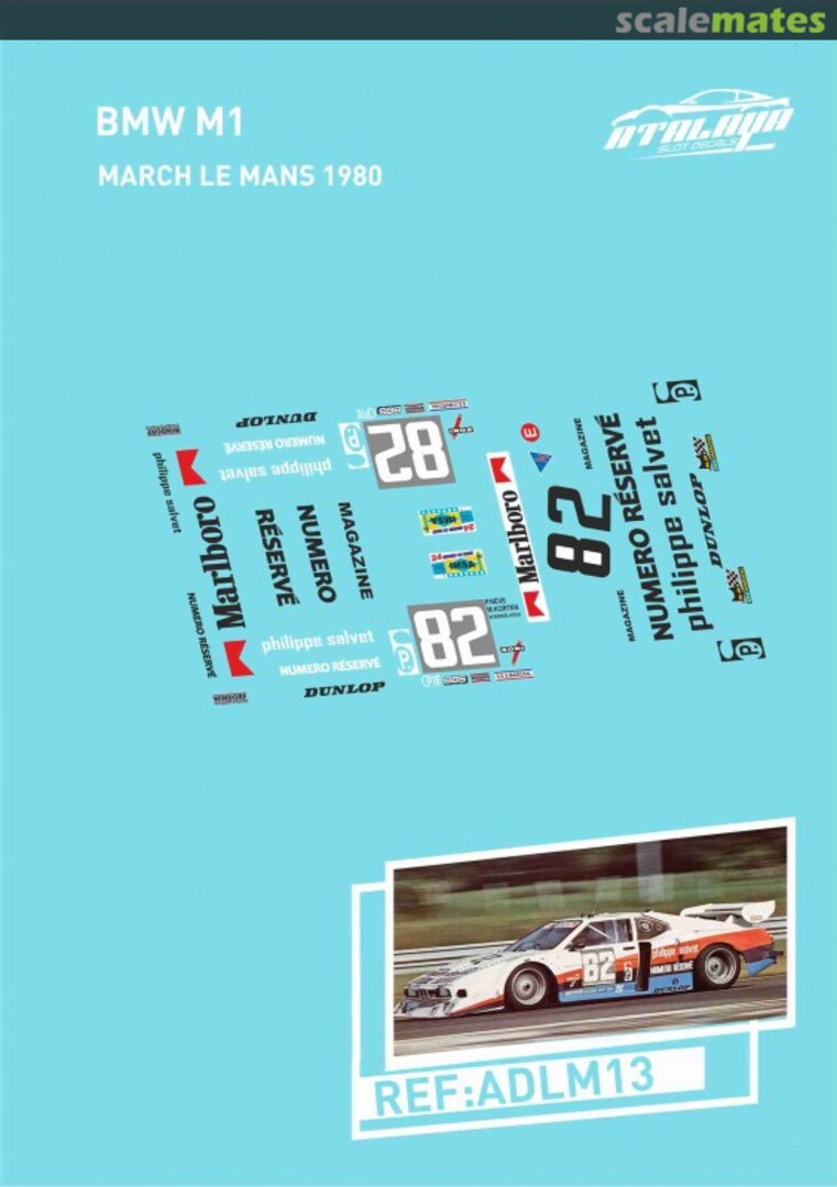 Boxart BMW March M1 #002a "NUMERO RESERVÉ" ADLM13 Atalaya Slot Decals