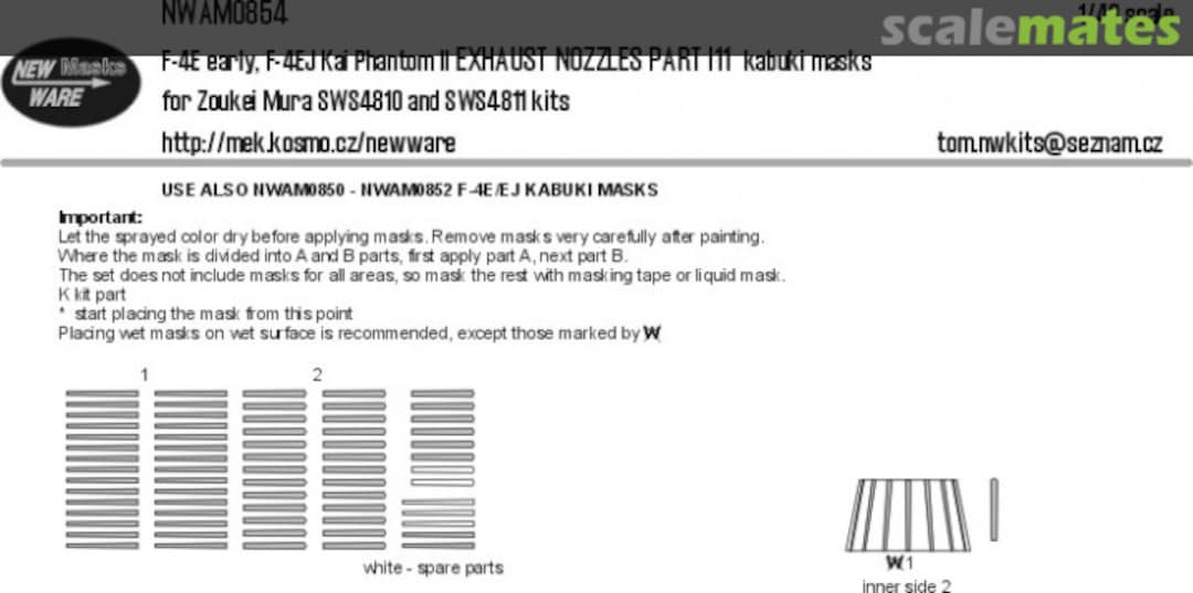 Boxart F-4E early, F-4EJ Kai Phantom II EXHAUST NOZZLES PARTS I11 kabuki masks NWAM0854 New Ware
