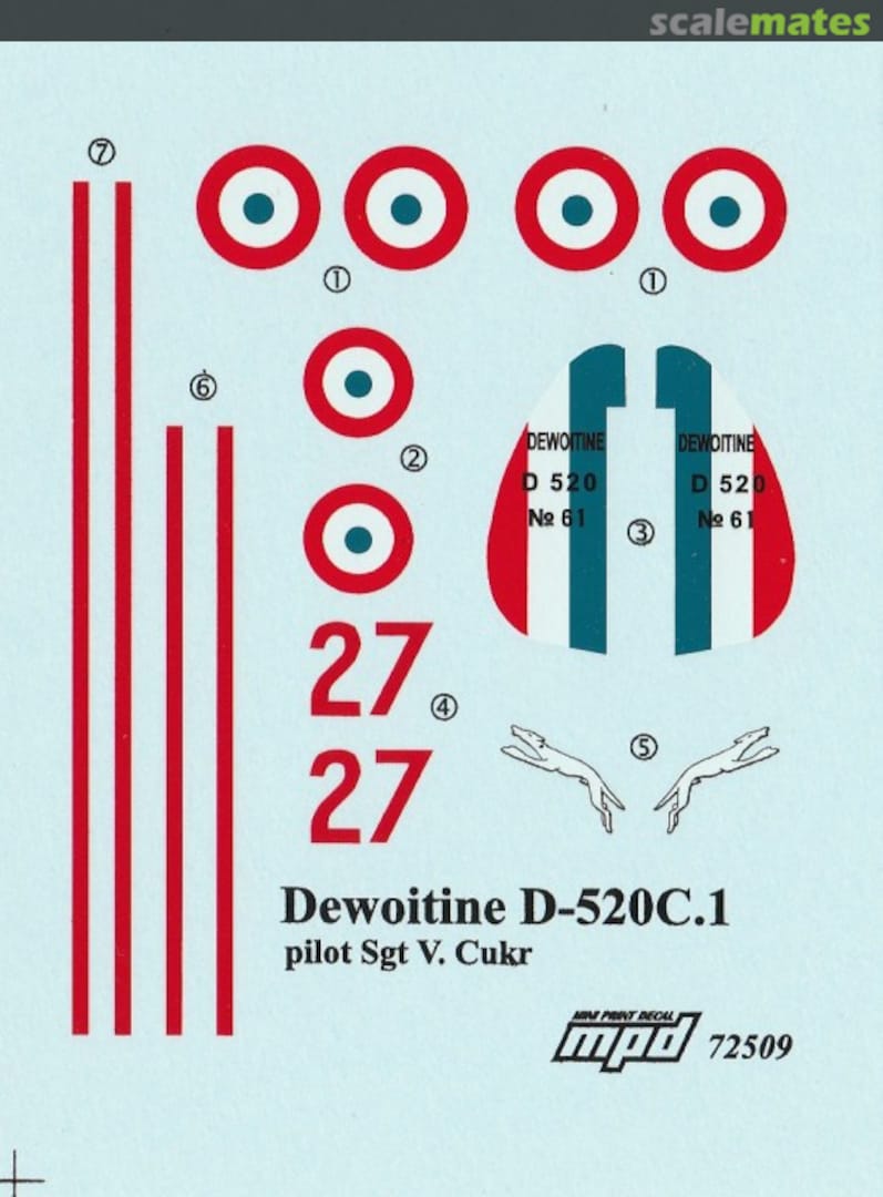 Boxart Dewoitine D.520C.1 MPD72509 Mini Print Decal