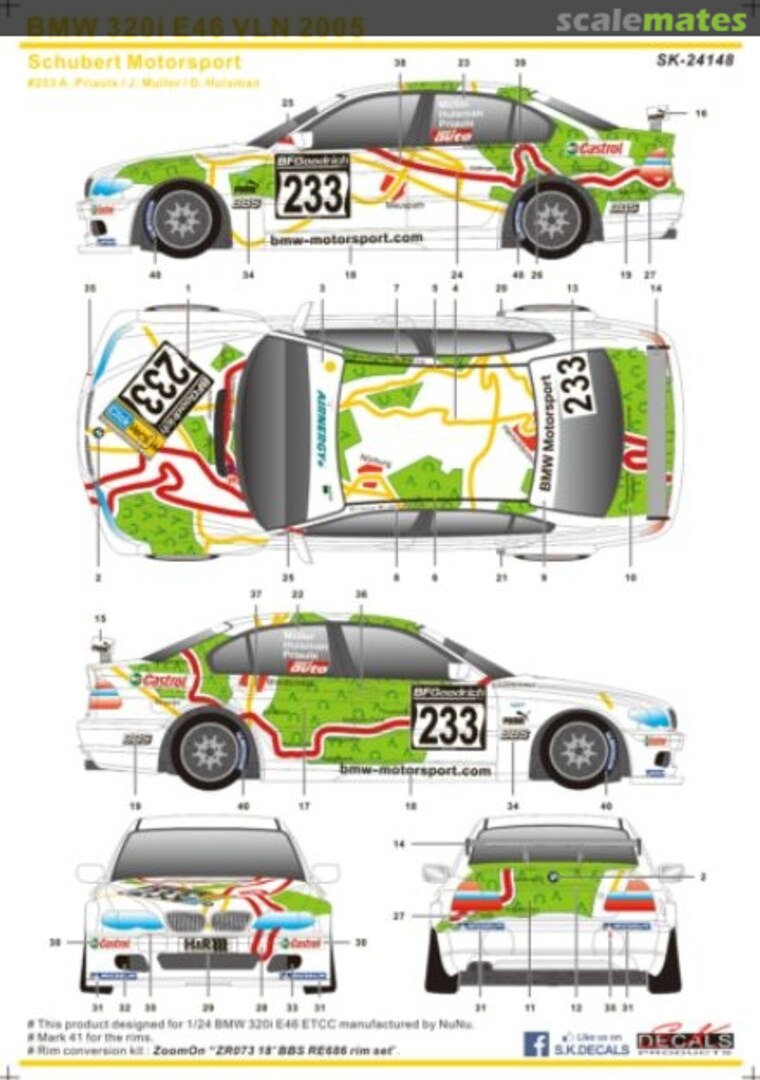 Boxart BMW 320i E46 VLN 2005 Schubert Motorsport SK-24148 SK Decals