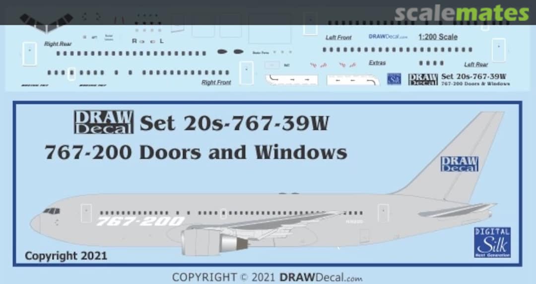 Boxart 767-200 White Doors and Windows 20-767-39W Draw Decal