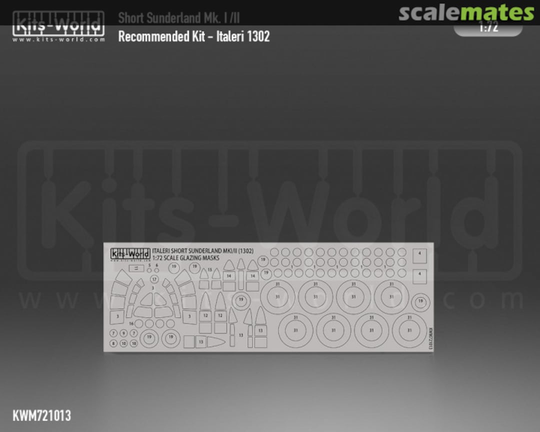 Boxart Short Sunderland Mk.I/II Canopy/Wheel Mask KWM721013 Kits-World