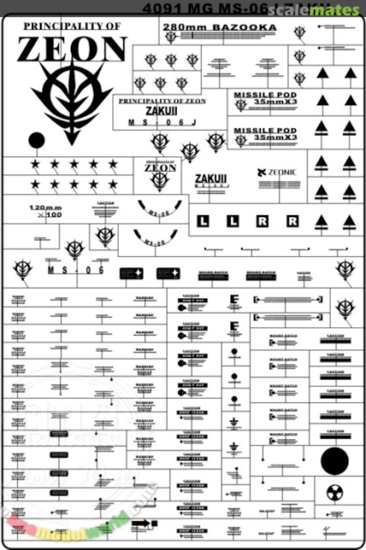 Boxart Metal Stickers for MG MS-06J Zaku Gundam 4091 Easy Decal