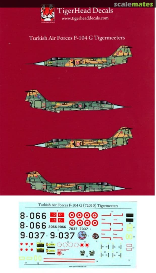 Boxart Turkish Air Force F-104G Tigermeeters 72010 TigerHead Decals