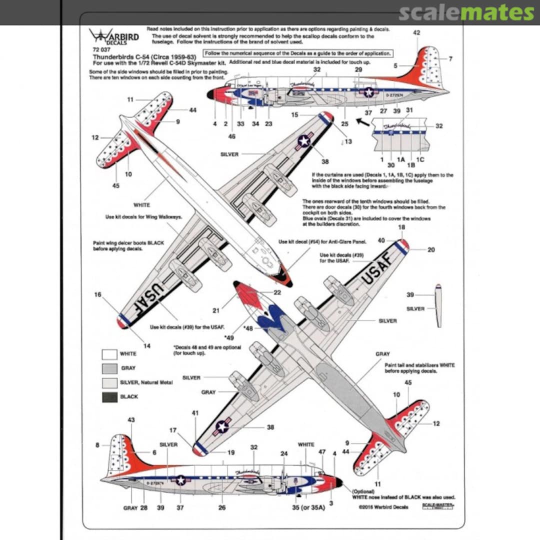 Boxart Thunderbirds C-54 Skymaster 1959-63 72037 Warbird Decals