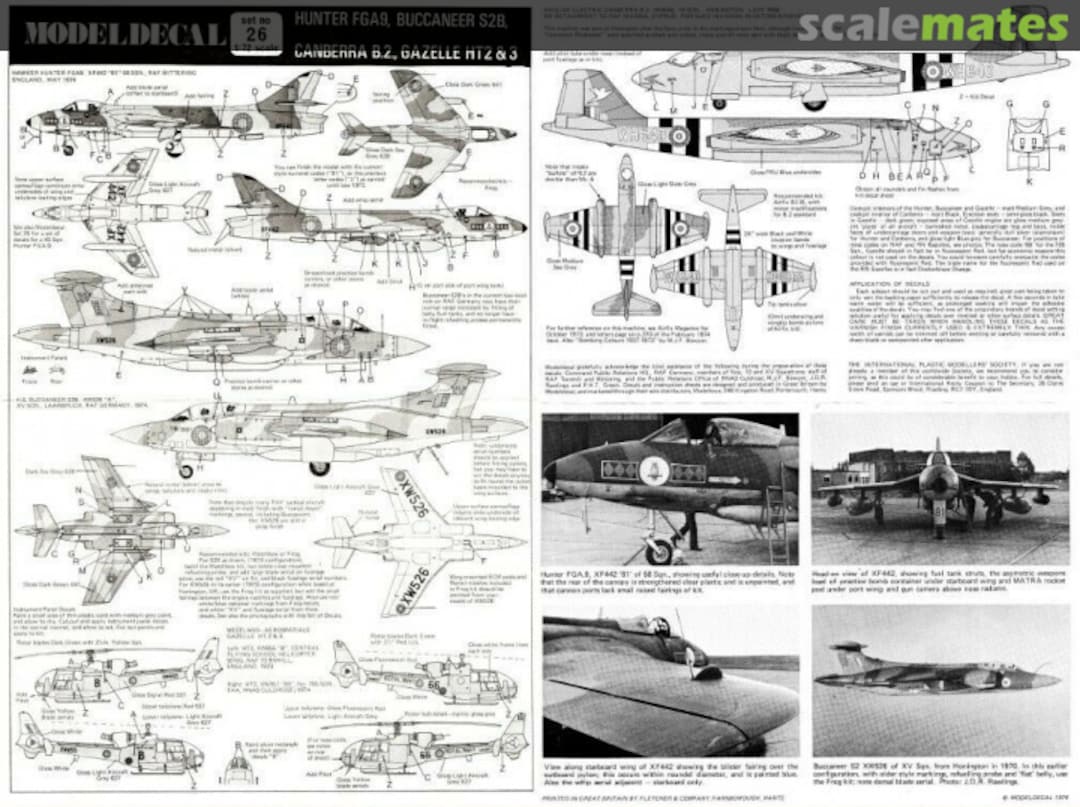 Contents Hunter FGA9, Buccaneer S2B, Canberra B.2., Gazelle HT2 & 3 26 Modeldecal