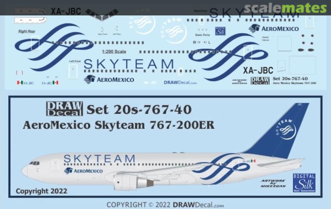 Boxart AeroMexico Skyteam 767-200ER 20-767-40 Draw Decal