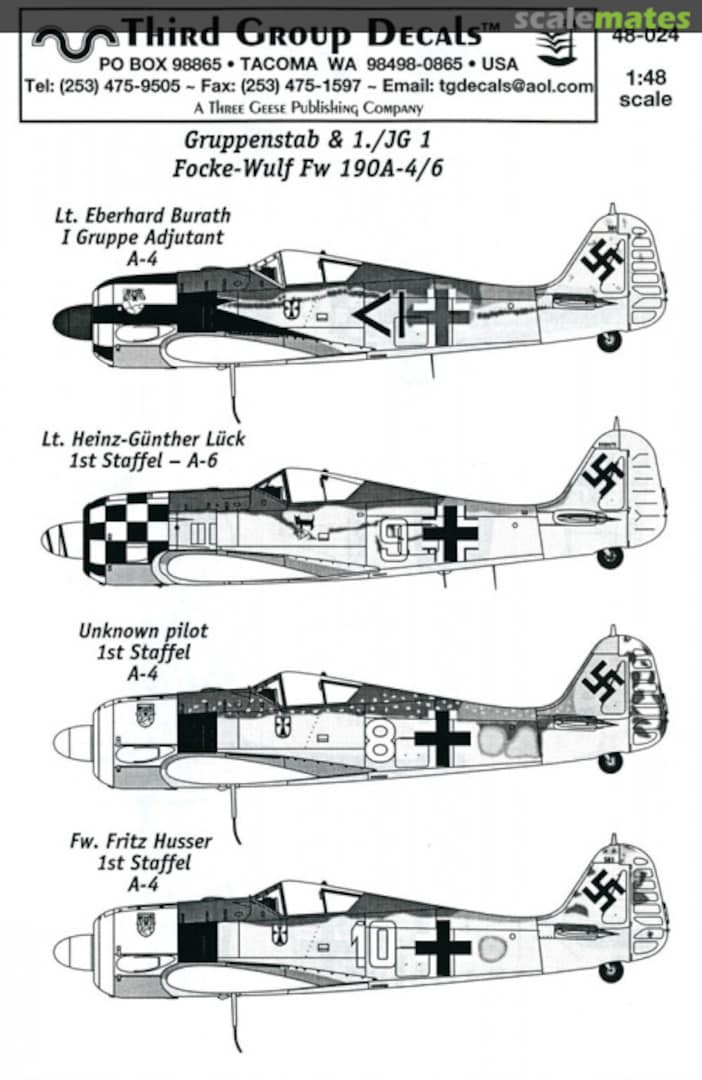 Boxart Focke-Wulf Fw 190A-4/6 48-024 Third Group Decals