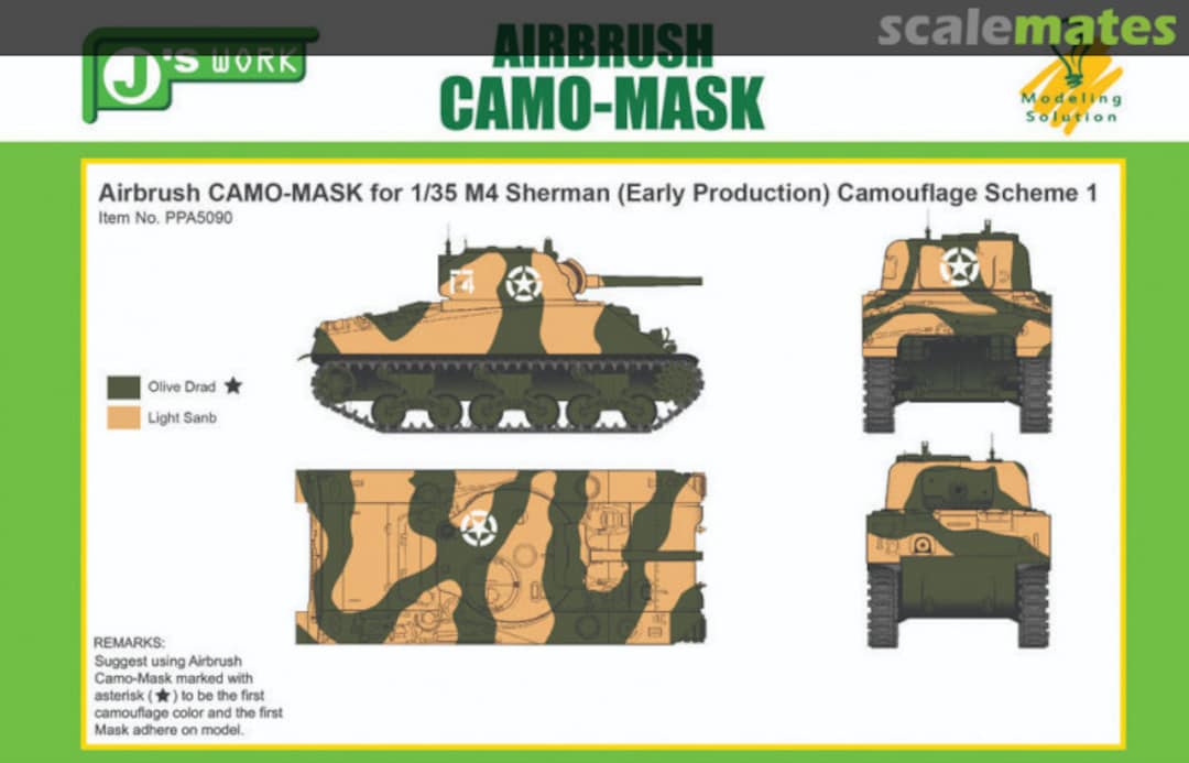 Boxart CAMO-MASK 1/35 M4 Sherman early Camouflage Scheme #1 PPA5090 J's Work