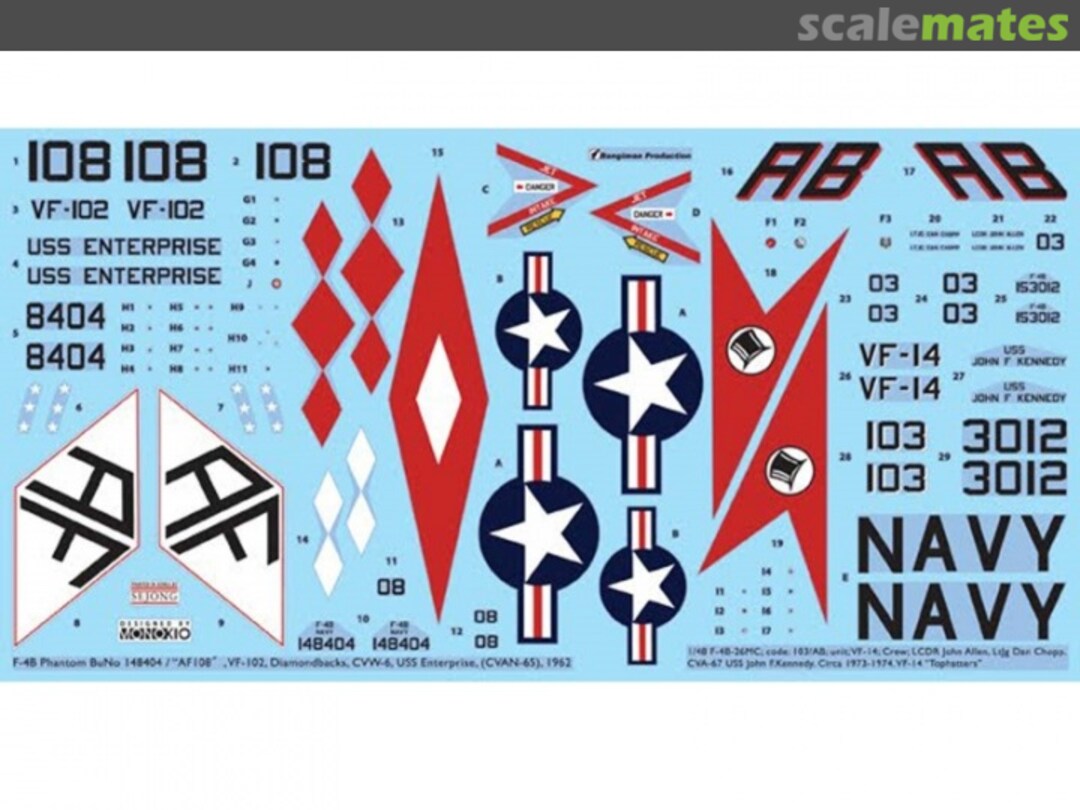 Boxart F-4B US NAVY VF-14 'Tophatters' VF-102 'diamondbacks' WD48049 Monokio