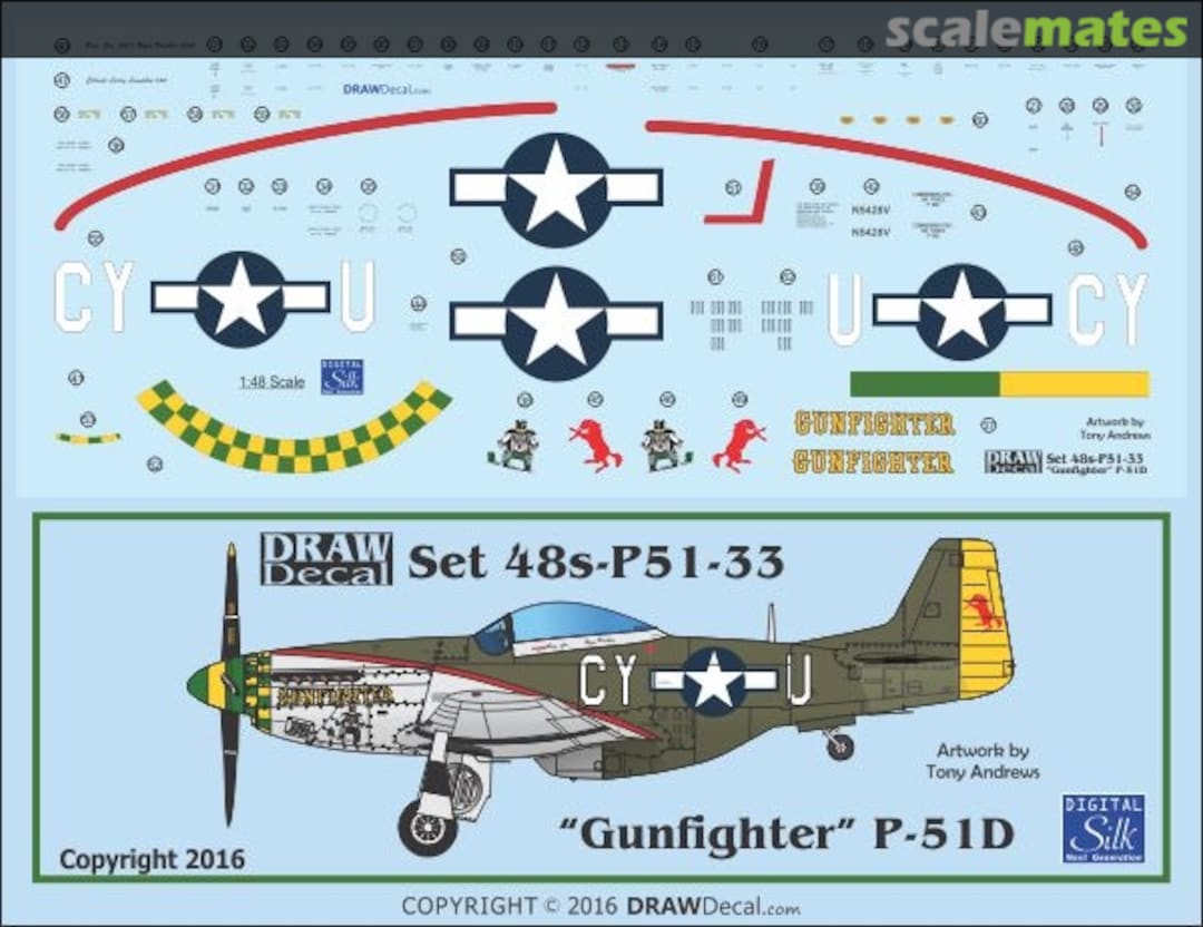 Boxart P-51D "Gunfighter" 48-P51-33 Draw Decal