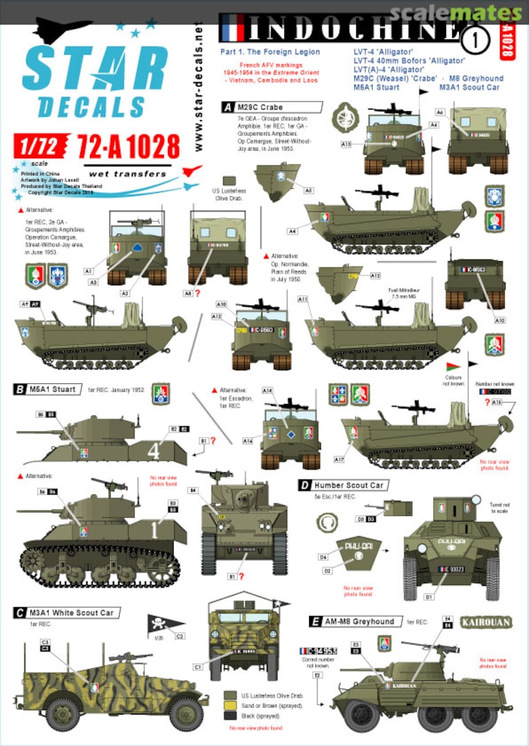 Boxart Indochine # 1. The Foreign Legion 72-A1028 Star Decals