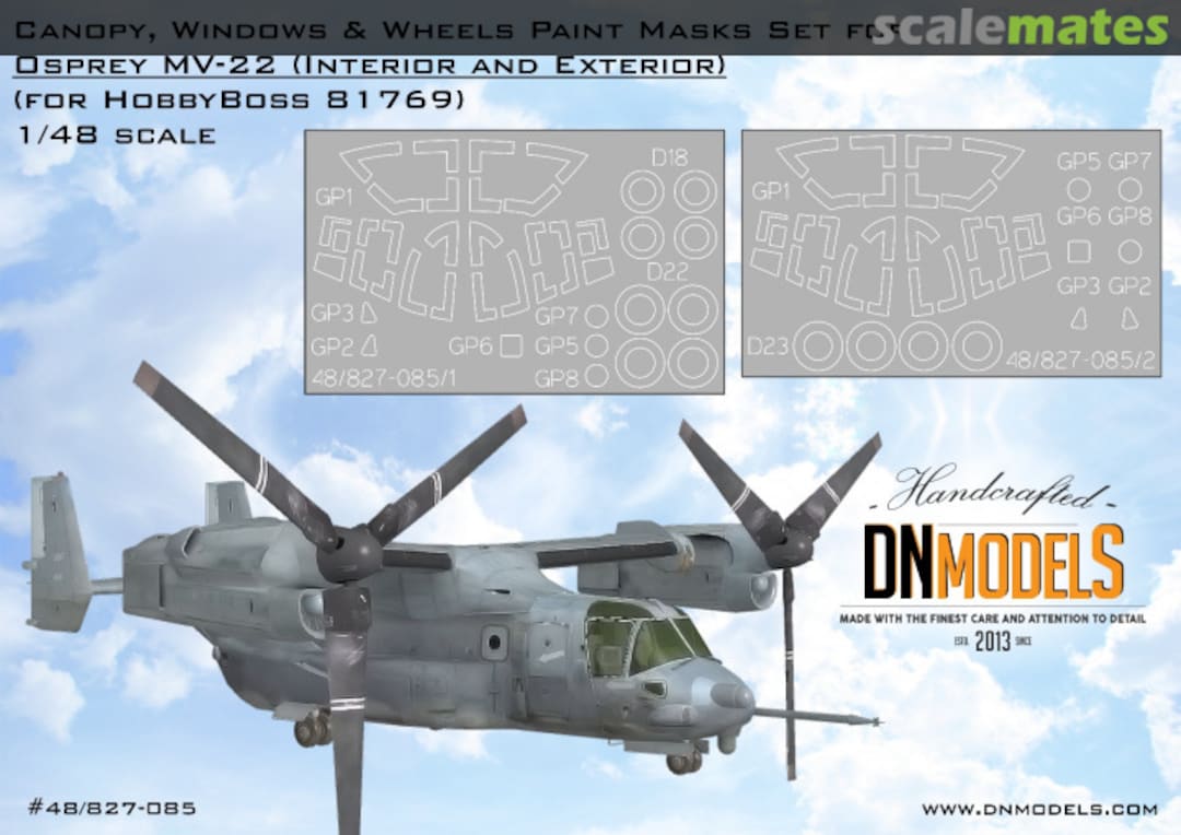 Boxart MV-22 Osprey Canopy, Windows & Wheels Paint Mask set 48/827-085 DN Models