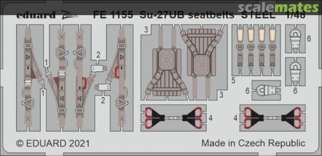 Boxart Su-27UB Seatbelts, STEEL FE1155 Eduard