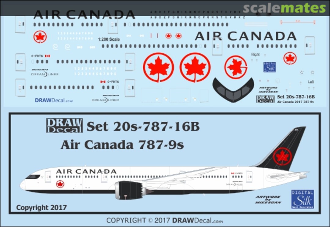 Boxart Air Canada 787-9 Dreamliners 20-787-16B Draw Decal