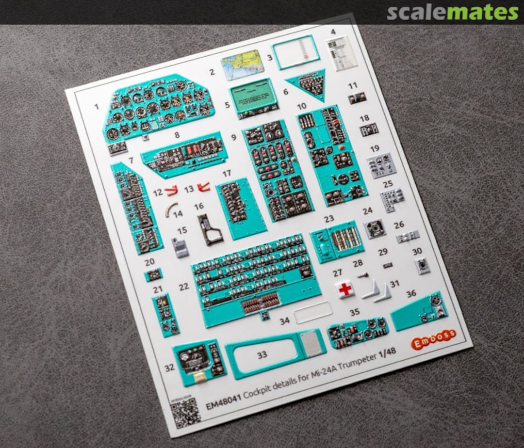 Boxart Mi-24A interior 3D decals EM48041 Emboss