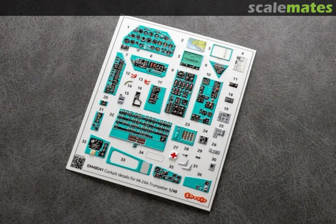 Contents Mi-24A interior 3D decals EM48041 Emboss