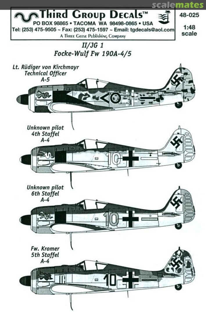 Boxart Focke-Wulf Fw 190A-4/5 48-025 Third Group Decals