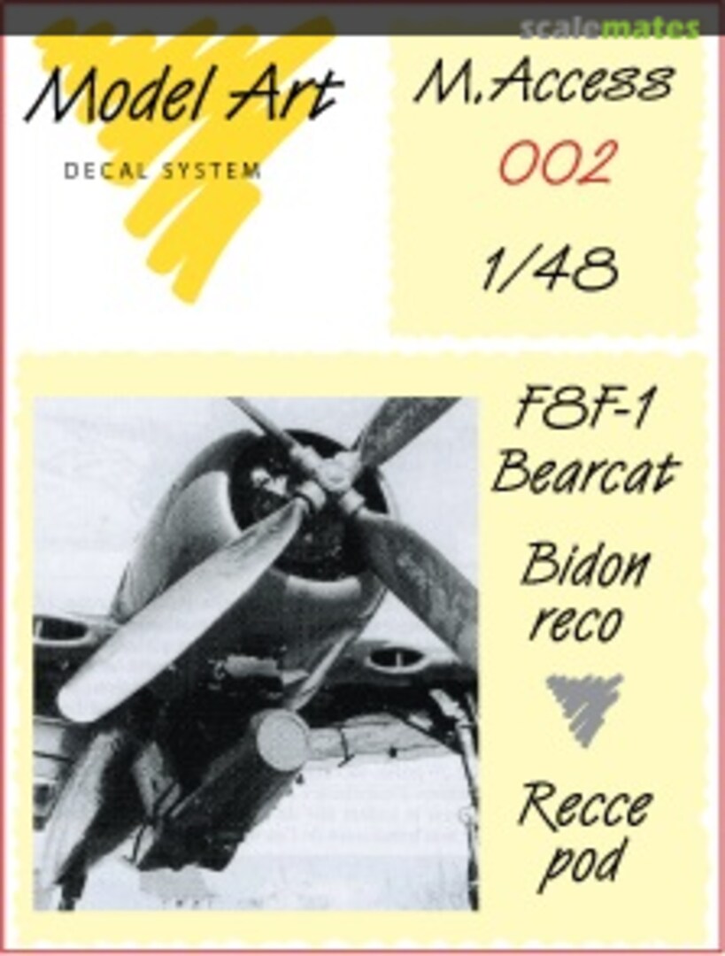 Boxart F8F-1 Bearcat Bidon reco - Recce pod M.Access 002 Model Art Decal System