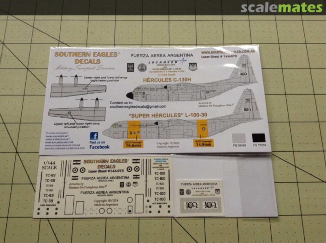 Boxart Lockheed C-130H/L-100-30 Hercules: Fuerza Aerea Argentina 144-073 Southern Eagles Decals