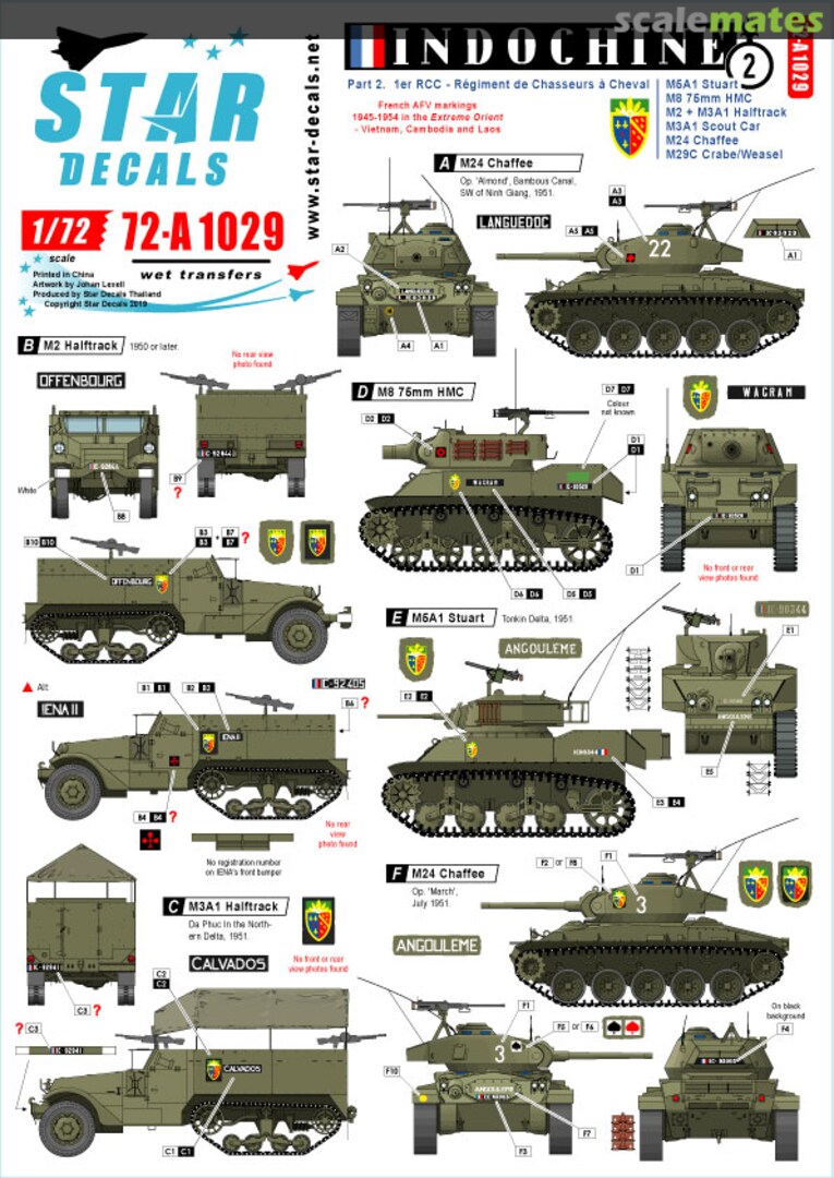 Boxart Indochine # 2. 1er RCC 72-A1029 Star Decals