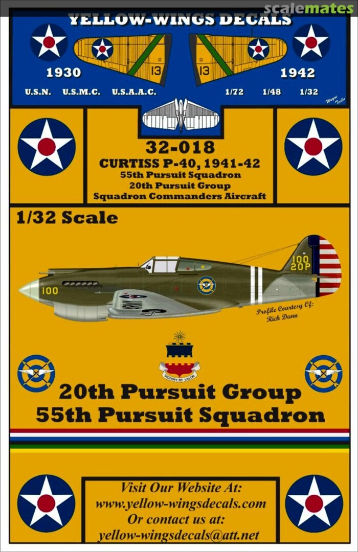 Boxart Early P-40 Warhawks 32-018 Yellow-Wings Decals