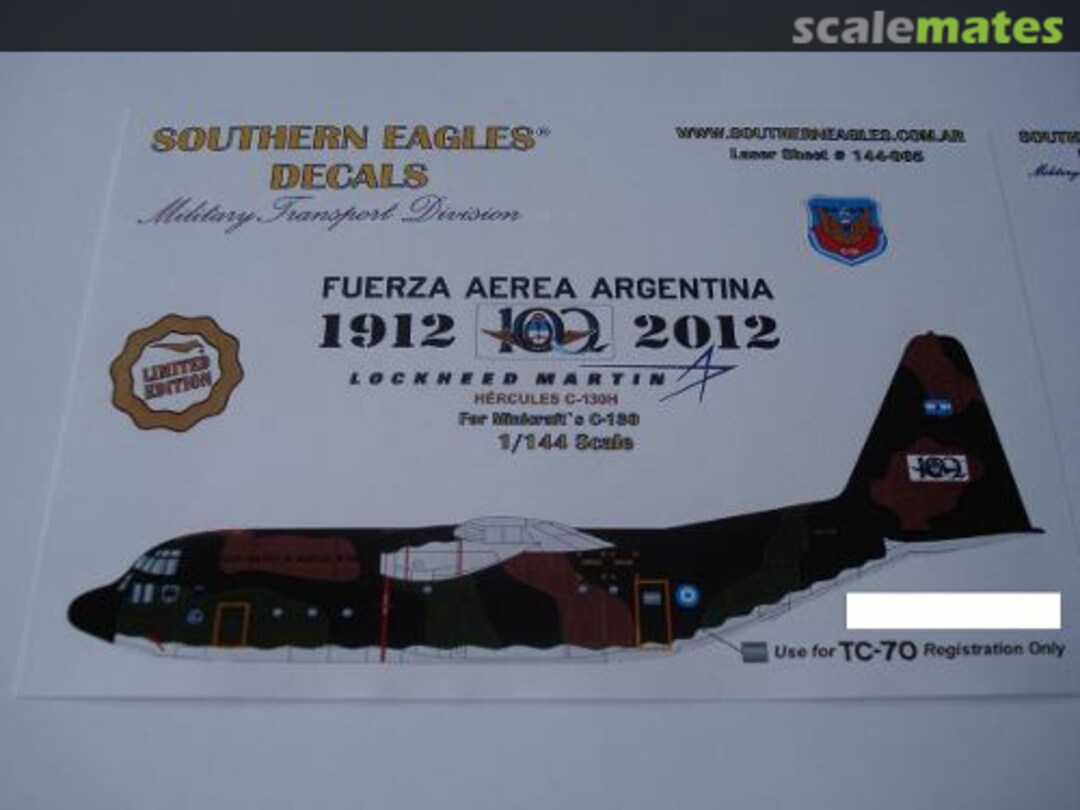 Boxart Lockheed C-130H Hercules: Fuerza Aerea Argentina 144-065 Southern Eagles Decals