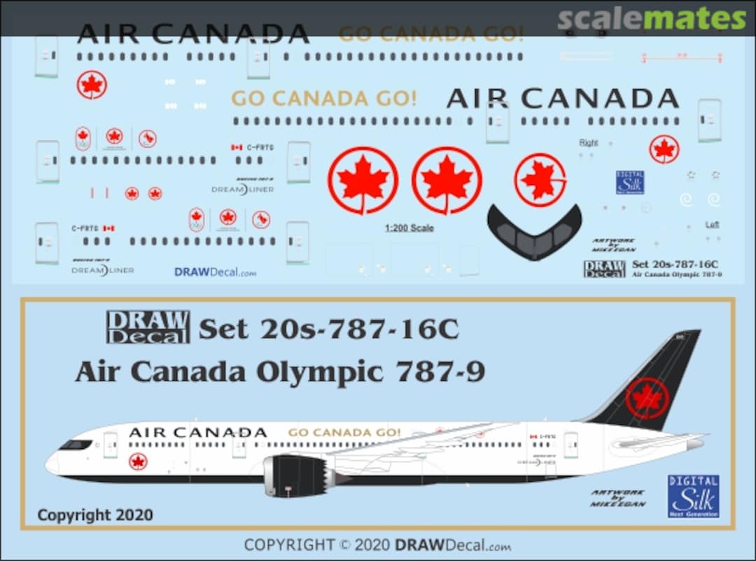 Boxart Air Canada Olympic 787-9 Dreamliner 20-787-16C Draw Decal