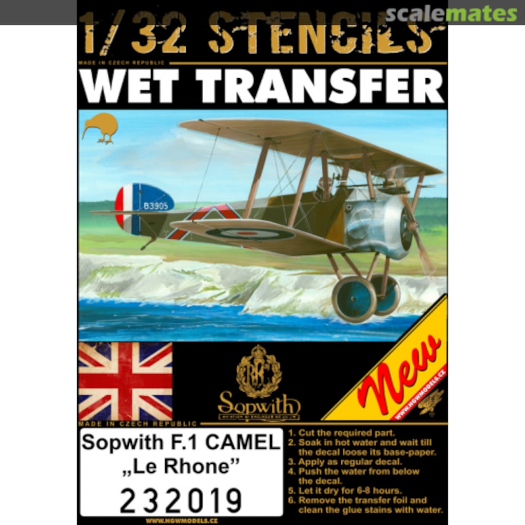 Boxart Sopwith F.1 CAMEL "Le Rhone" - Decalset 232019 HGW Models