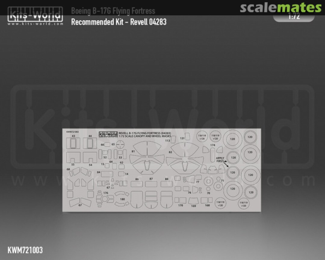Boxart Boeing B-17G Flying Fortress Canopy/Wheels Mask KWM721003 Kits-World