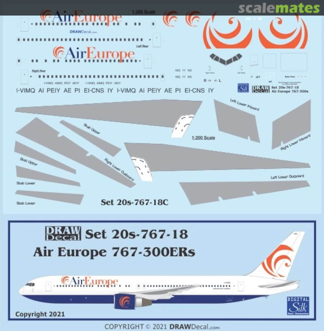 Boxart Air Europe 767-300ERs 20-767-18 Draw Decal