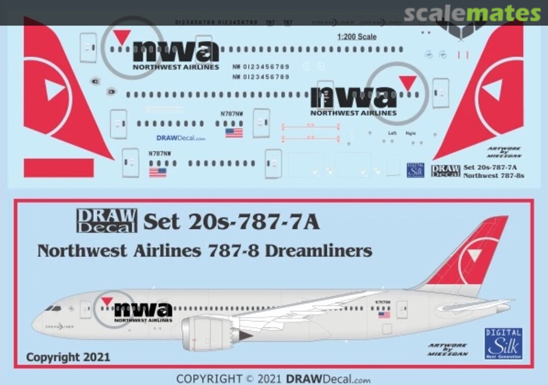 Boxart Northwest 787-8 Dreamliner 20-787-7A Draw Decal