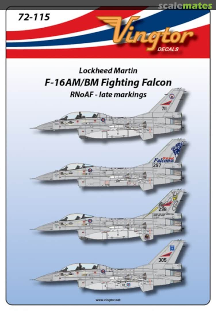 Boxart F-16AM/BM Fighting Falcon 72-115 Vingtor Decals