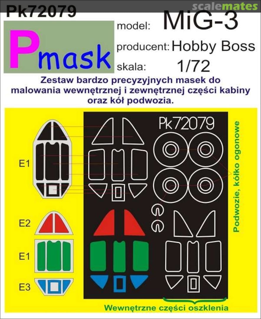 Boxart MiG-3 - canopy and wheel masks PK72079 Pmask