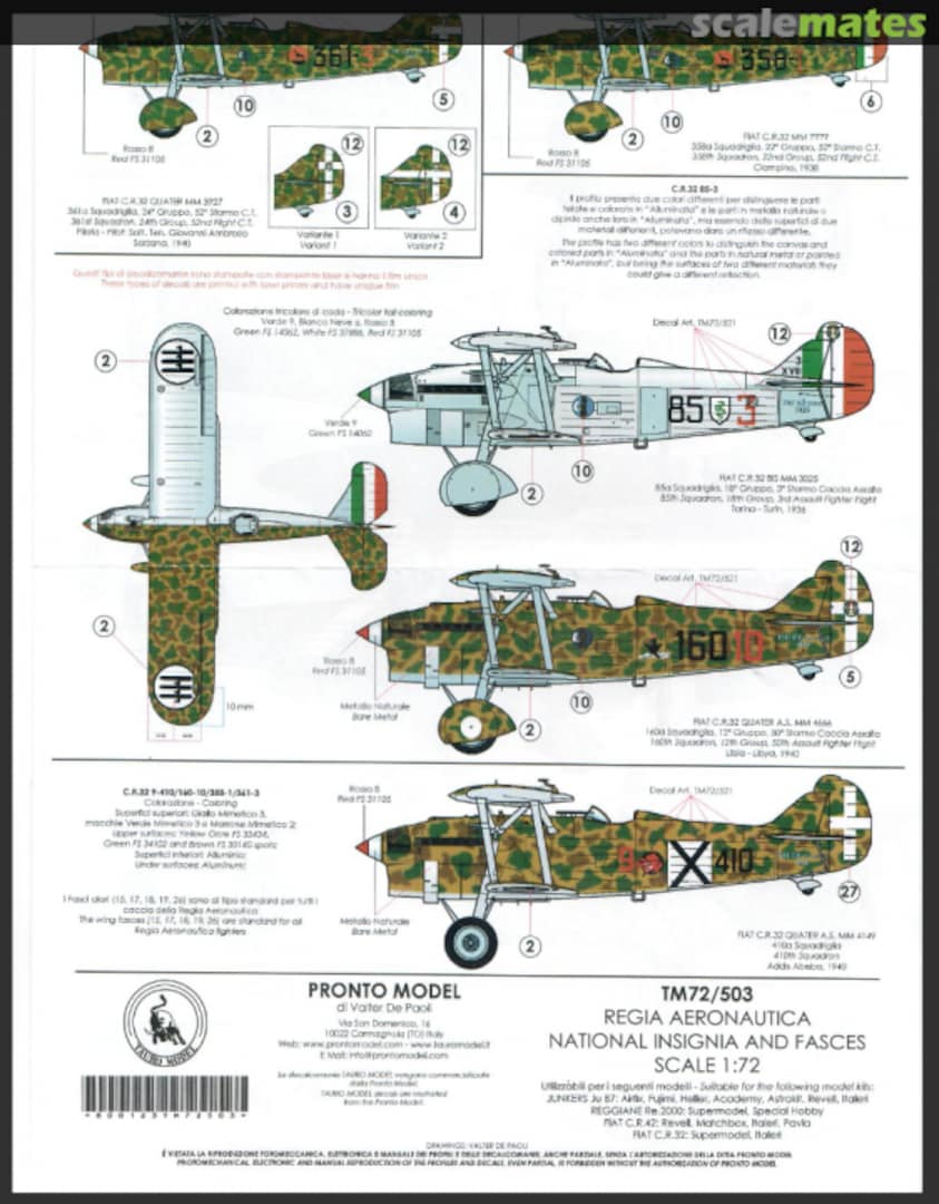 Boxart Regia Aeronautica National Insignia TM72/503 Tauro Model