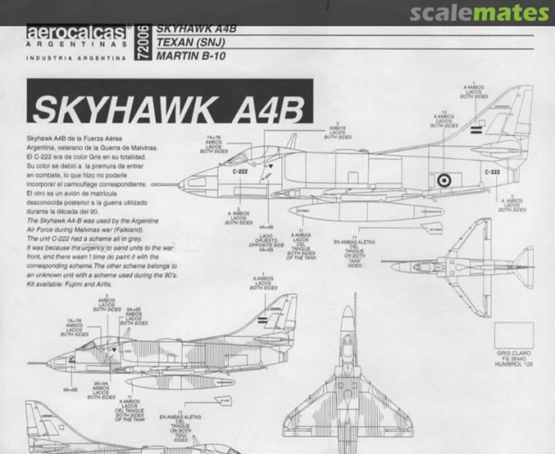 Boxart A-4B, SNJ Texan & Martin B-10 72006 Aerocalcas Argentinas