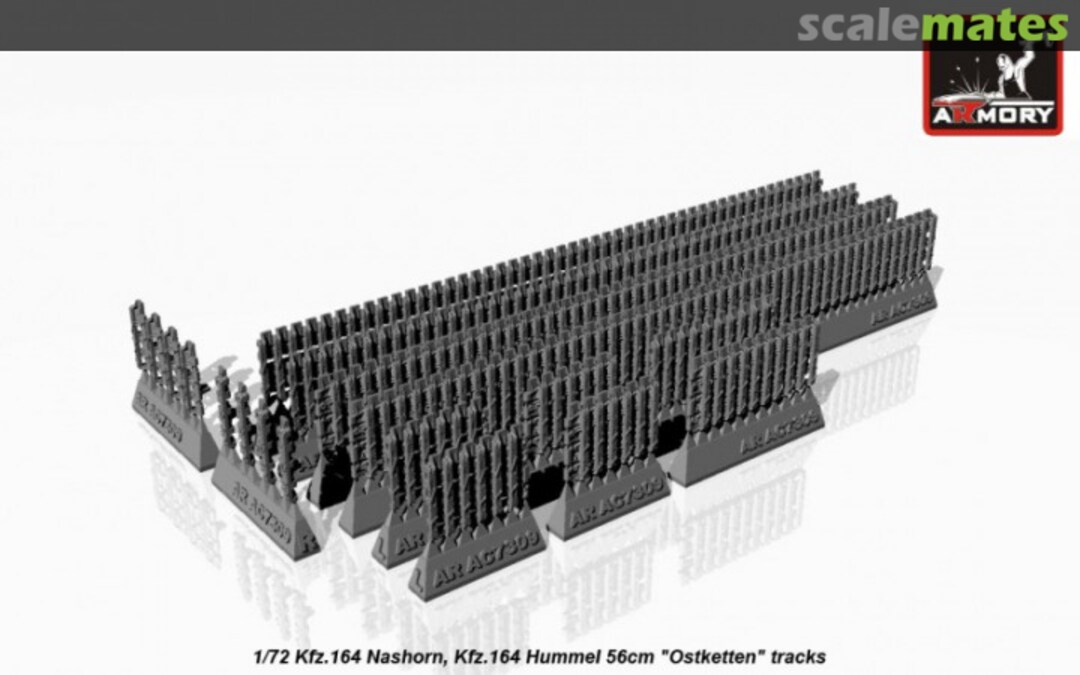 Boxart Kfz.164 Nashorn, Kfz.164 Hummel 56cm Ostketten tracks AC7309C Armory