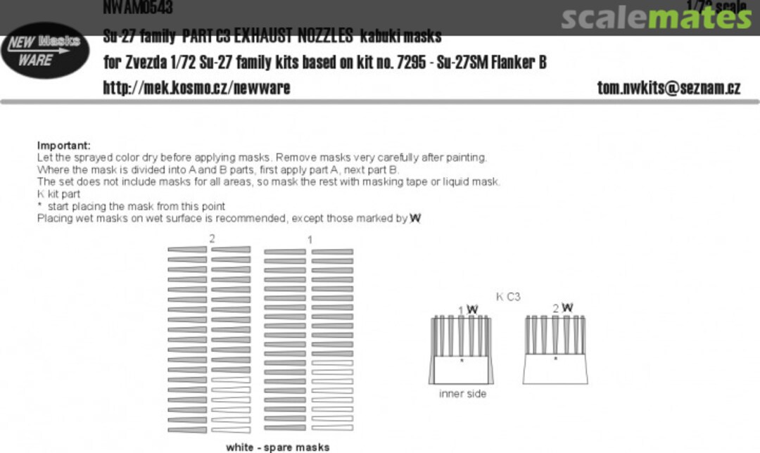 Boxart Su-27 family PART C3 EXHAUST NOZZLES kabuki masks NWAM0543 New Ware