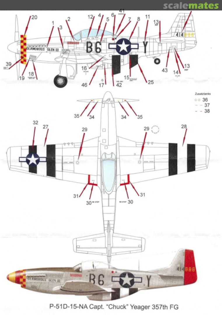 Boxart P-51D-15-NA Capt. "Chuck" Yeager 357th FG EP 2571 Peddinghaus-Decals