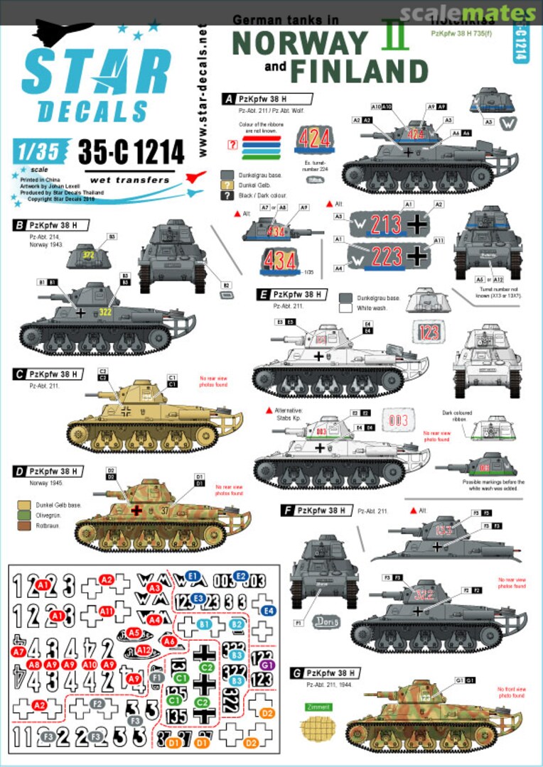 Boxart German tanks in Norway & Finland # II 35-C1214 Star Decals